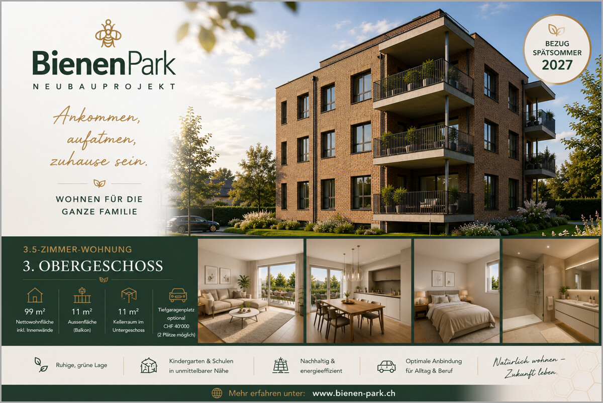 BIENENPARK - Exklusive 3.5 Zimmer-Eigentumswohnung im 3. OG in 9244 Niederuzwil – Bild 2