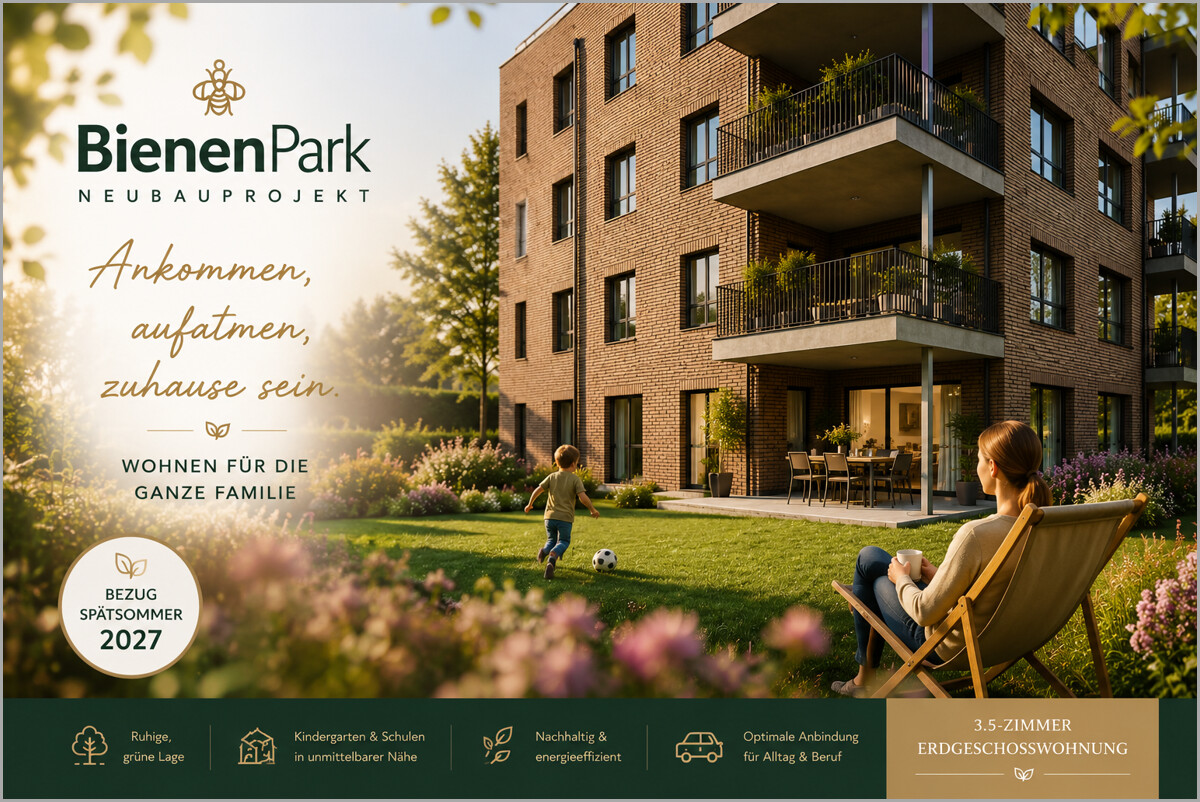 BIENENPARK - Moderne Erdgeschosswohnung mit grosszügigem Gartenanteil!
